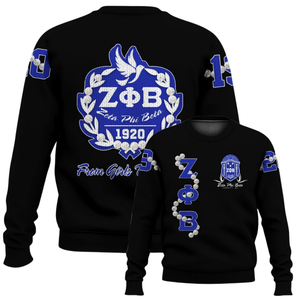 ZPhiB 1920 bleu blanc pull en tricot Zeta Phi Beta sororité vie grecque Chenille broderie divine neuf lettre pull - Product Image 6