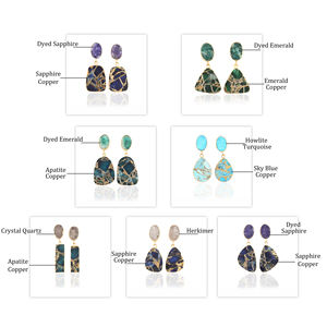 Bijoux de mariage personnalisés émeraude teintée & mohave émeraude cuivre turquoise boucle d'oreille goutte plaqué or bijoux de naissance boucle d'oreille pendante - Product Image 3