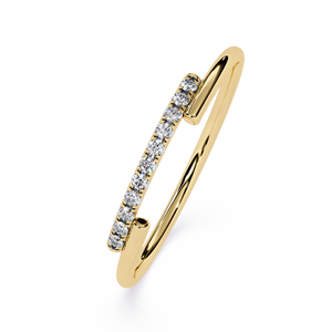 18k Pure Gold Open <b>Gap</b> Bypass Ring Natural Round Brilliant cut Diamond Engagement & Wedding Unique Promise Ring - Product Image 2