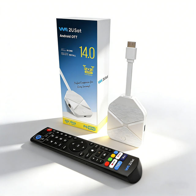 2026 4GB 64GB We2USat P6 Mini Android TV Stick 6K Quad Core Amlogic S905Y4 Android 14 BT5.0 Wifi6 VS Live Streaming
