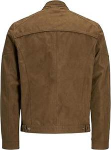2025 automne hiver Cognac nouvelle mode hommes motif personnalisé col montant motard veste plaine teint toile-meilleure Option de gros - Product Image 2