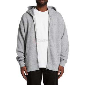 Sudadera con capucha extragrande de algodón 100% para hombre, logotipo personalizado, peso pesado 450-600 Gsm, tela de rizo, hombro caído, cremallera, con capucha gruesa - Product Image 1