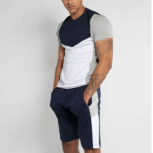 Ensemble t-shirt et short en coton pour hommes de style simple bas actif décontracté avec cordon de serrage - Product Image 2