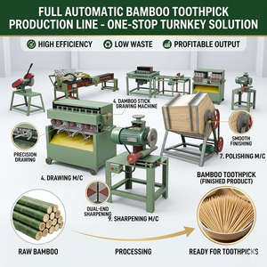 Automatic High Capacity Wooden & Bamboo <b>Toothpick</b> and Skewer Making Machine Lerford Brand High Efficiency Low Cost Made in China - Product Image 1