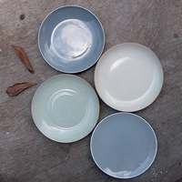 Service de Table Personnalisable en Porcelaine Fine Turquoise Écologique Fait Main – Assiettes, Bol et Tasse Inclus, Compatible Lave-Vaisselle