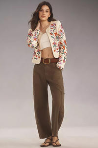 Boho Floral Embroidered Dyed Cotton Suzani Anti-Wrinkle Autumn <b>Jacket</b> <b>Women</b> Long <b>Sleeve</b> Ethnic Style <b>Short</b> Coat Windproof - Product Image 2