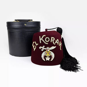 Shriners Fez Hat & Case Jeweled Rhinestone Freemasons Masonic Hat - Product Image 6