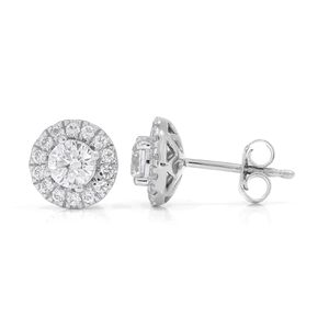 <b>Cute</b> Round Moissanite Flower Design Stud <b>Earrings</b> - Product Image 1