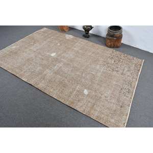 Tapis Turc Vintage Marron Beige Moderne 5.3X8.1 ft Classique Rectangle Patchwork Design Laine Faux Fourrure de Lapin Latex Classique - Product Image 4