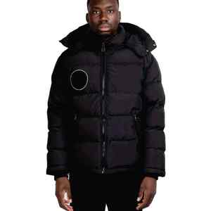 แจ็คเก็ตบุใยสังเคราะห์แบบมีซิปสำหรับผู้ชาย แจ็คเก็ตพัฟเฟอร์แบบหนา มีปกตั้ง พร้อมโลโก้ด้านหน้า ผลิตจากโพลีเอสเตอร์อย่างหนา ขายส่ง - Product Image 1