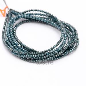 Natural Blue Diamond Round Beads Brilliant Cut 3.5mm Elegant Necklace Jewelry Wholesale Supplier - Product Image 2