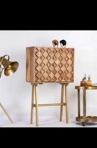 Accent Solid Wood Sideboard Buffet Serving Storage Cabinet Traditional Design Eco-Friendly <b>Black</b> Iron Leg Extendable Furniture - Product Image 5