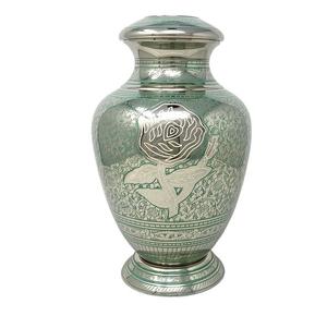 Urne funéraire pour adulte en laiton massif, couleur turquoise, pour cendres humaines jusqu'à 210 lb, urne commémorative et funéraire de taille standard. Avec sac - Product Image 4