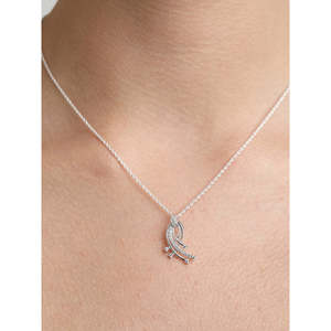 Collier pendentif iris en argent sterling 925 CLARA, diamant taille marquise, motif géométrique floral en rhodium avec zircon et opale - Product Image 6