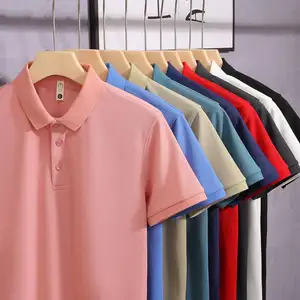 Custom Logo Cotton Pique Stretchy Polo Shirt Mens T-shirts Button Neck Golf T Shirt Custom Embroidery Anti Pilling Polo Shirt