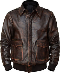 Chaqueta de Cuero Genuino para Hombre Otoño Invierno, Cuello Alto, Estilo Urbano, Alta Calidad, Manga Larga, Personalizable - Product Image 3