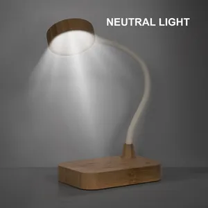 Lampada in Bambù Personalizzata con Caricatore Wireless, Regalo Promozionale e Aziendale - Product Image 3