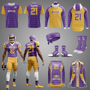 La mejor ropa deportiva ODM 2025, uniformes de fútbol americano para jóvenes adultos, camisetas sublimadas de calidad de sarga transpirables XL con aparejos impresos - Product Image 1