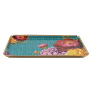 Plateau de service en métal émaillé au design étonnant pour décoration de table, service de nourriture et de boissons, plateau au design fleuri le plus vendu - Product Image 5