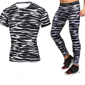 Hot Custom Men's Gym Fitness Sets 2 piezas Ropa deportiva de compresión Ropa de entrenamiento Traje de compresión de entrenamiento personalizable para hombres - Product Image 4