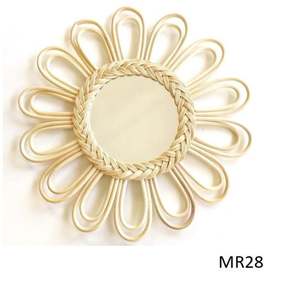 Organic <b>Rattan</b> Round <b>Mirror</b> in Bohemian Style Flower Shape for Home and Party Wall Decor for Christmas Decoration - Product Image 6