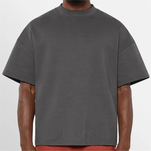 T-shirt à manches courtes surdimensionné pour homme tricoté en coton épais 100% personnalisé Impression T-shirt blanc vierge grande taille - Product Image 5