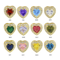 Venta caliente en forma de corazón piedra de nacimiento chapado en oro letra inglesa nombre colgante collar regalo del Día de San Valentín