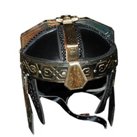 Casque de guerrier viking artisanal prêt pour le combat avec bouton-poussoir pour armure de combat, acier 18G et cotte de mailles, casque nordique OEM