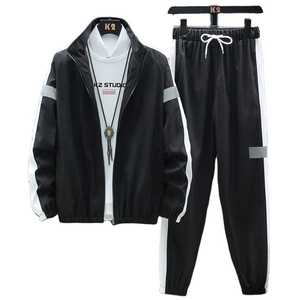 ผู้ชายวอร์มผู้ชาย Patchwork ซิปชุดกีฬา + กางเกง B ชุดลําลองวิ่งออกกําลังกายชุด 2 ชิ้น - Product Image 1