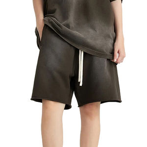 Verano Venta caliente Unisex Vintage lavado sudor pantalones cortos Draw String hombres ropa de calle en blanco Jogging ácido lavado Fitness Shorts - Product Image 1