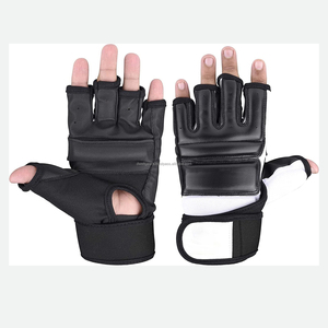 Custom Logo Leather MMA Boxing Gloves Breathable Sustainable Training Fingerless Hook Loop Closure for Wrist Lightweight - Product Image 3