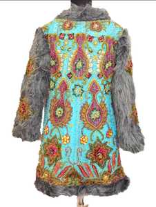 Zari-Chaqueta de trabajo Vintage bordada para mujer, traje elegante con piel sintética blanca, 2022 - Product Image 3