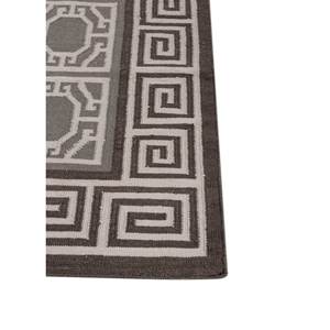 Tapis en laine géométrique Alhambra gris et noir à tissage plat pour couloir, chambre et salon - ADWL-13209 - Product Image 4