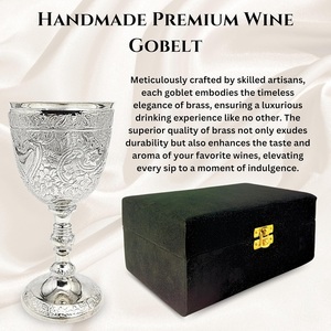 Gobelets à vin en laiton plaqué argent faits à la main gravé Renaissance Royal Design boîte en velours pour les fêtes d'anniversaire de noël roi cadeau - Product Image 4