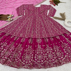 El último diseñador Faux Georgette bordado secuencia trabajo Lahenga traje por Fab Zone - Product Image 2