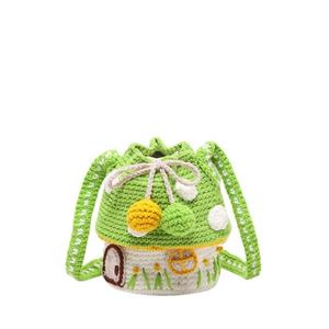 Petit sac bandoulière en crochet motif champignon, fait main en fil tricoté, en polyester, pour rouge à lèvres, clés et monnaie, accessoires - Product Image 5