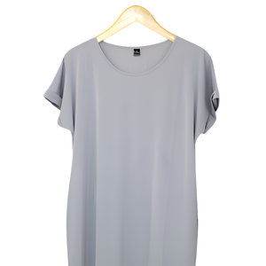 Vestido MIDI informal de alta calidad para mujer, poliéster cómodo con mangas cortas caídas sólidas, diseñado para una durabilidad suave - Product Image 6