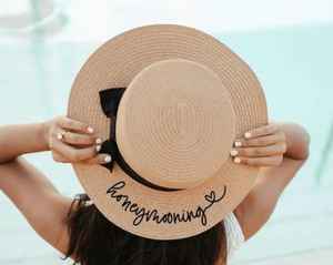 Sombrero de Paja Personalizado con Nombre, Bordado a Mano, Ala Ancha, para Playa, Pesca, Ciclismo, Casual, para Mujer, Viajes de Verano, Adulto - Product Image 2