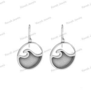 Tendance Ocean Wave Design Boucles d'oreilles pendantes semi-montantes pour femmes - Product Image 2