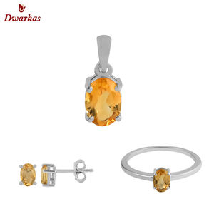 Conjunto de joyería fina de Plata de Ley 925 personalizado para mujer, nuevo diseño, sólido, elegante, citrino, piedra preciosa, colgante, anillo, Stud, fiestas, bodas - Product Image 1