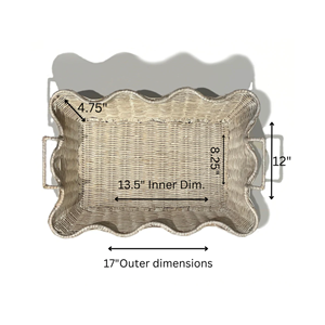 Popular Now Vintage Style Scalloped Edge Rattan Serving <b>Tray</b> Handicraft Rattan <b>Tray</b> for Party <b>Decor</b> Wholesale From Vietnam - Product Image 2