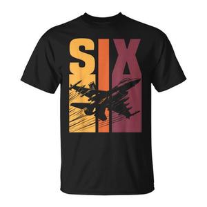 T-shirt retrò con aereo da caccia militare per bambini di 6 anni, regalo per il sesto compleanno - Product Image 1