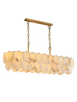 Lustre rectangulaire en albâtre de style français, abat-jour en pierre naturelle, cadre doré, lustre élégant à utiliser au-dessus des tables à manger