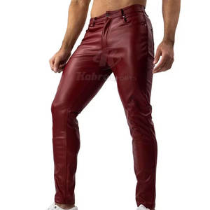 กางเกงหนังเอวสูงสำหรับผู้ชายกางเกงทรงตรงทำจากโรงงาน - Product Image 4