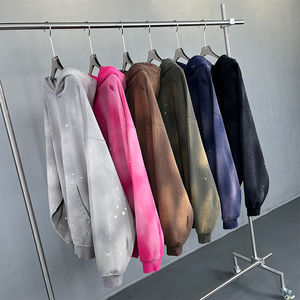 Sudadera con Capucha Personalizada OEM Estilo Vintage Y2k, Sudadera con Capucha de Forro Polar, Lavado Desgastado con Roturas y Agujeros, Sudadera Vintage para Hombre - Product Image 1