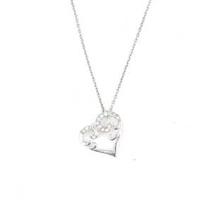Pendentif Cœur en Argent Sterling 925 avec Zircon Blanc, Diamant et Perle - Or Rose, Platine, Forme Géométrique, Plaqué Rhodium, Style Tendance - Product Image 2