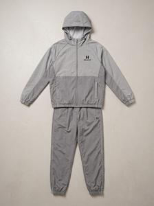 Ensemble coupe-vent gris brume, veste et pantalon de survêtement en nylon avec logo personnalisé OEM, fabricant unisexe - Product Image 5
