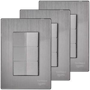Interruttori Accattivanti, MXIIX-003, 3 Pezzi, Switchx3, 125-250VAC, 10A, 50/60Hz, Argento, Acciaio Inossidabile/PC. - Product Image 1