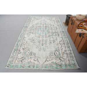 Alfombra Turca, Alfombra Vintage de 4.7x8.1 pies, Alfombra Oriental Azul de Lana - Product Image 1