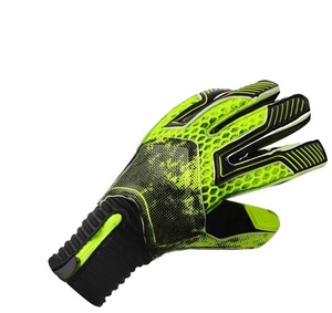 Gants de gardien de but unisexes à doigts entiers, vert et noir, en PU et latex, respirants, antidérapants, avec fermeture auto-agrippante, pour le sport - Product Image 3